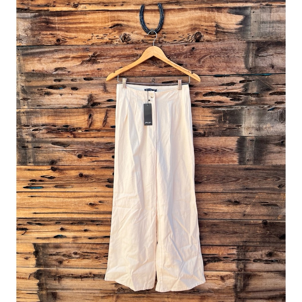 NASTY GAL | NWT Linen Look Wide Leg Flare Pants 4